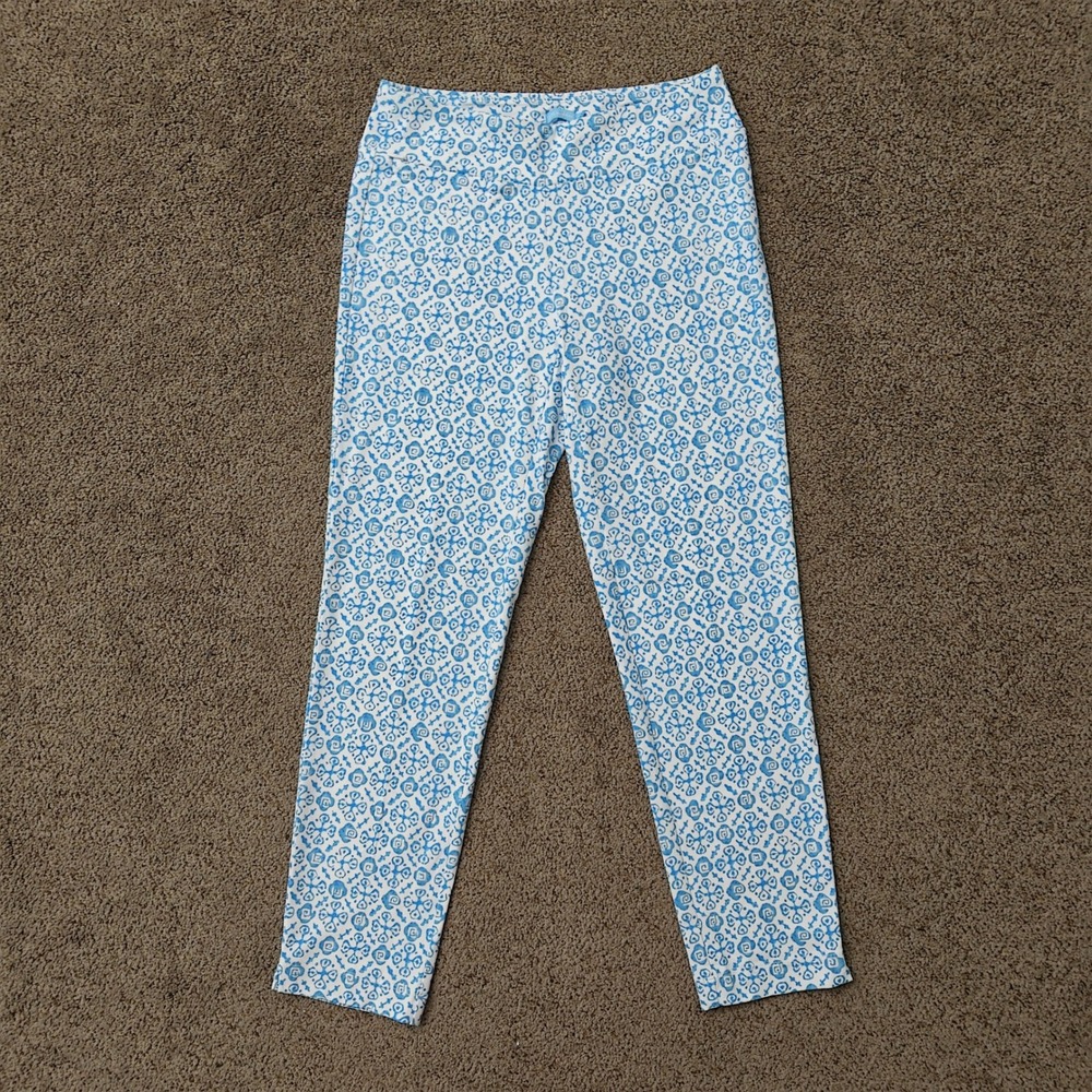 J.McLaughlin Lexie‎ Leggings Womens XS Blue White Geometric Tile Print Cropped - Picture 2 of 14